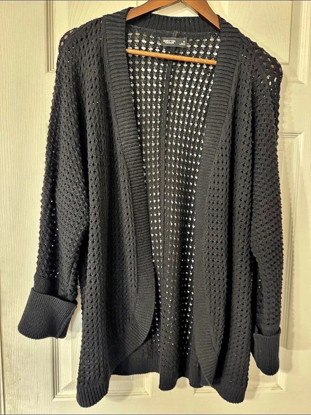 Simply Vera Wang Black Open Front Cardigan XL Like New